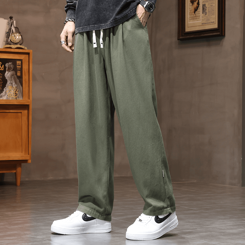 美式高街阔腿工装裤子男款春秋季加绒复古休闲长裤潮牌宽松直筒裤