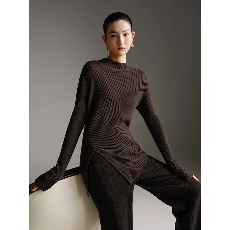 【毛衫】艾诺丝雅诗 不规则开叉针织衫 41118062