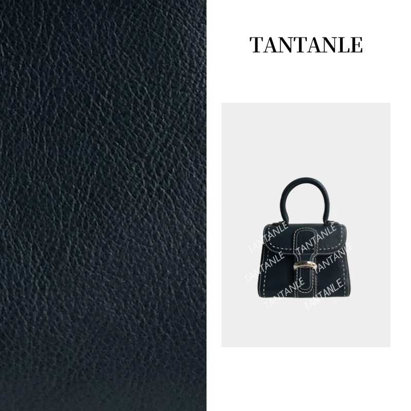 高定单肩手提斜跨时尚女包植楺皮蓝色