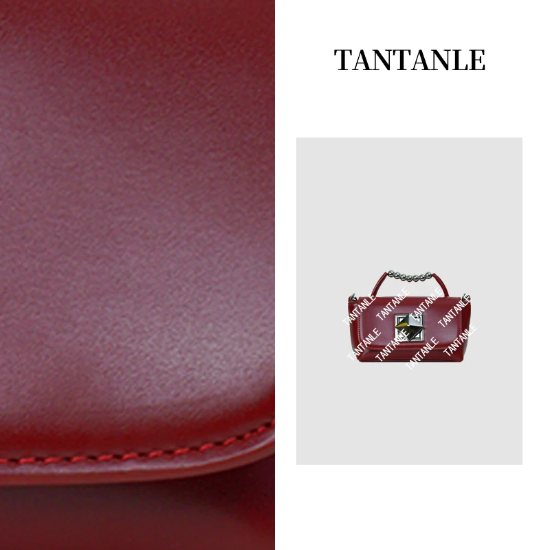 23281红色-高定时尚轻奢单肩斜跨手提复古质感女包