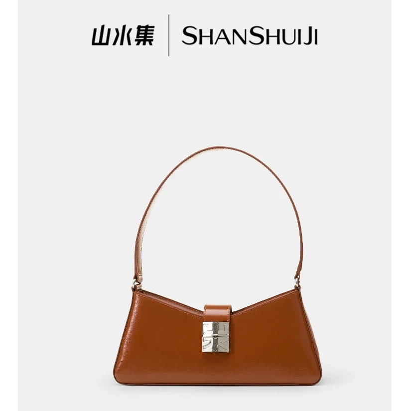 山水集时尚玉琮系列单肩包设计百搭腋下包真皮春夏简约轻奢经典