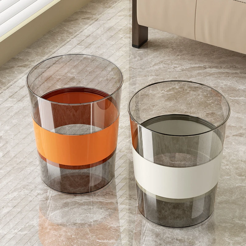 家用大号轻奢垃圾桶创意PET透明拼装垃圾筒办公室大容量简约纸篓