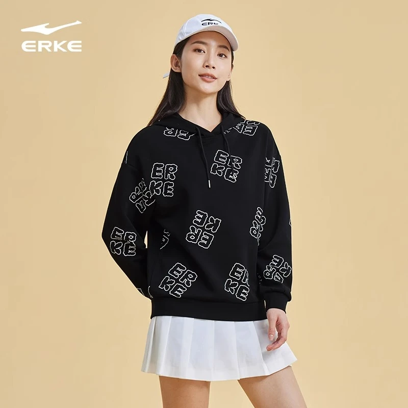 erke/鸿星尔克【79!国民套餐】男女卫衣春秋季宽松连帽卫衣休闲运动