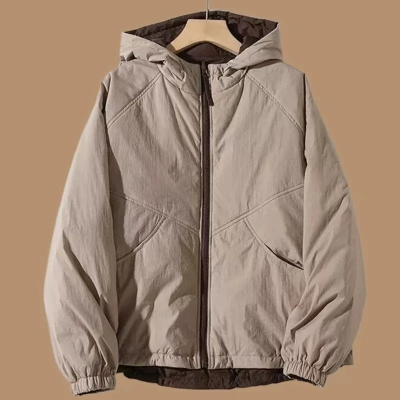 秋冬新款棉衣外套女休闲时尚设计感减龄连帽两穿百搭夹棉保暖外套