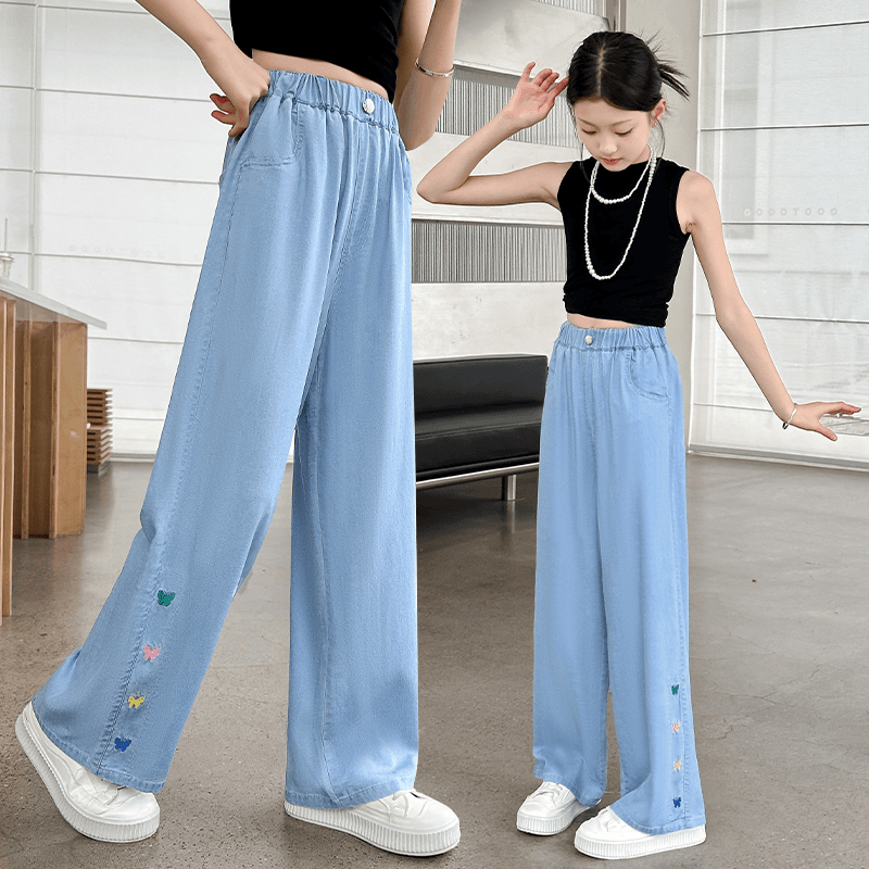 女童夏季薄款休闲裤洋气2024新款中大童宽松阔腿裤垂感显瘦防蚊裤