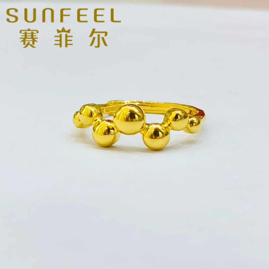 【520礼物推荐】赛菲尔万足®足金抛光连珠北斗七星黄金戒指