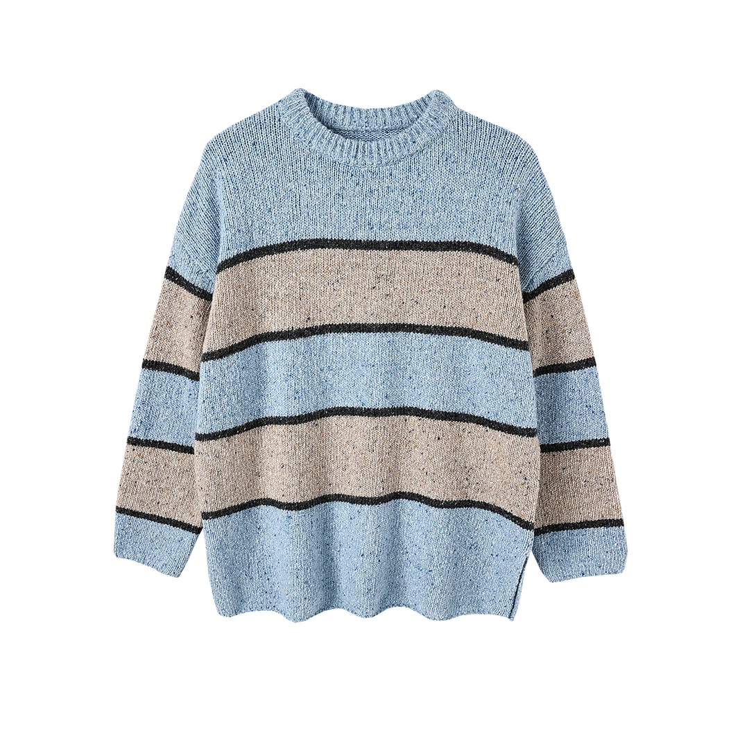 晶咕白标专供~秋冬长袖款休闲拼接条纹撞色