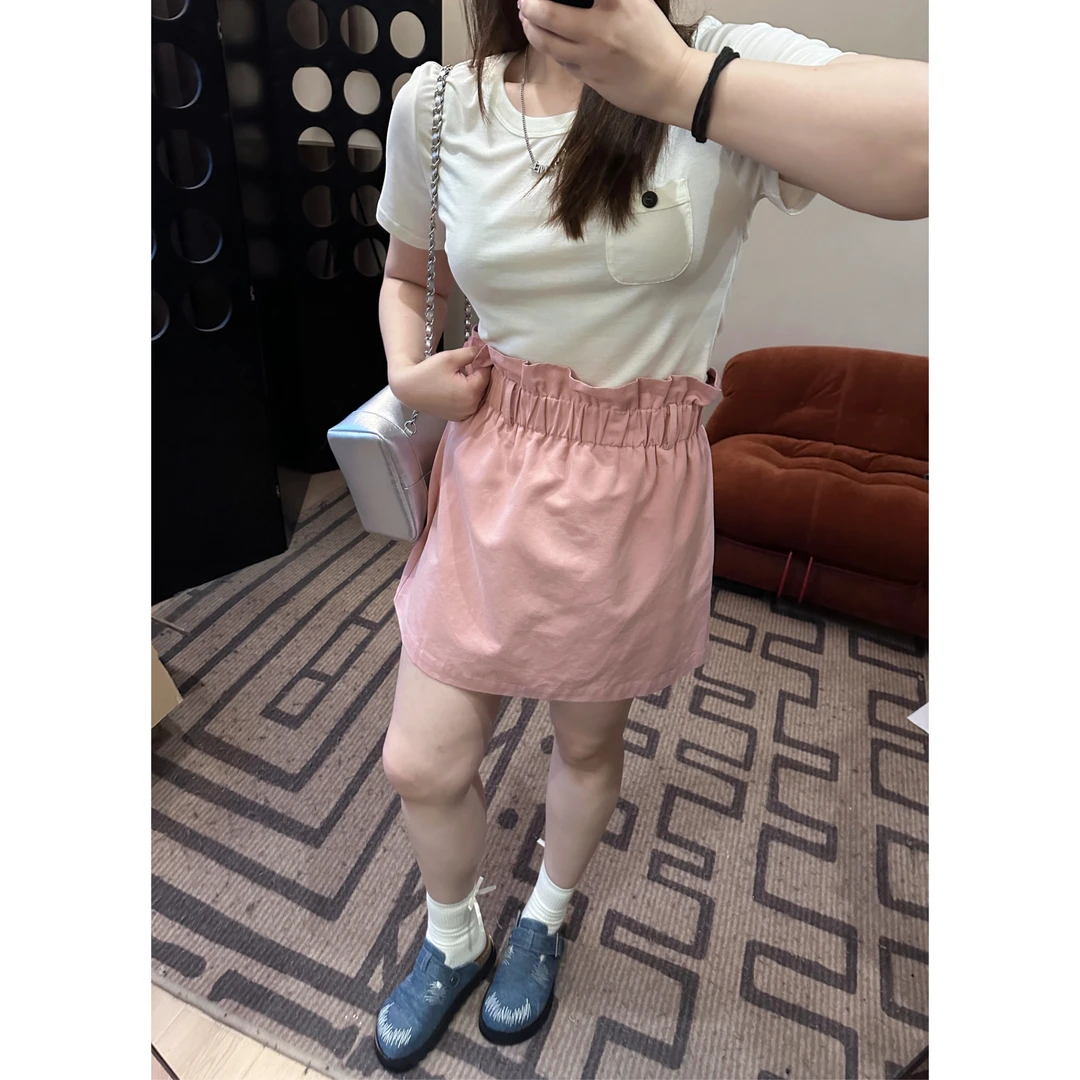 晶咕【甜心少女】夏季时尚糖果色高腰花苞直筒短裙休闲半身裙