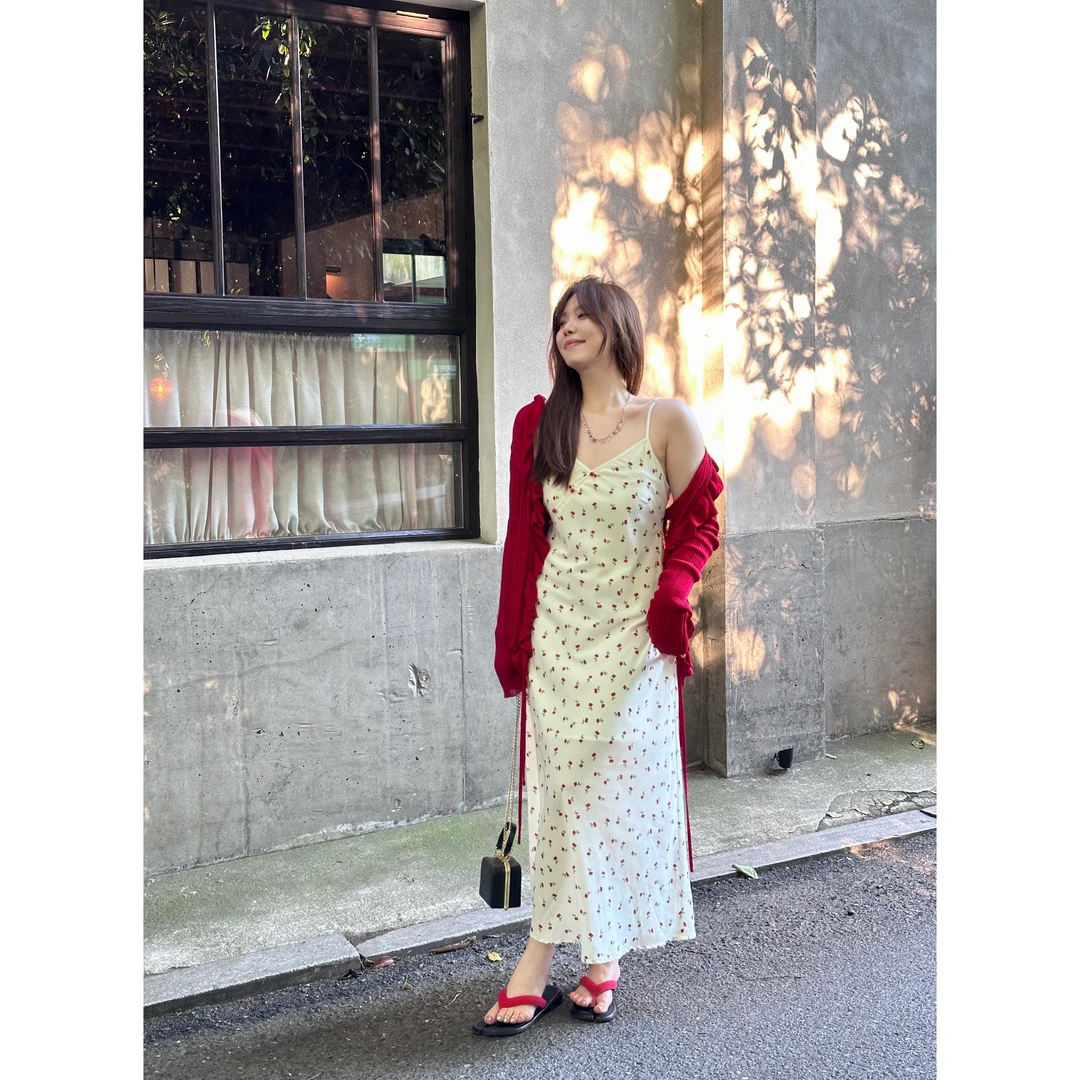 晶咕【杜乐丽花园】长款法式气质显瘦吊带碎花吊带裙女装连衣裙