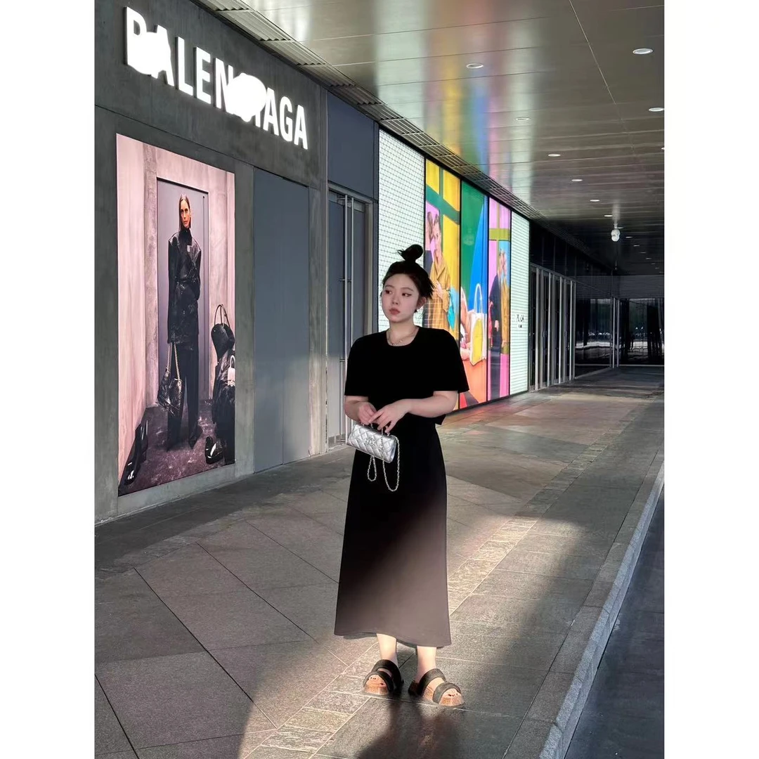 晶咕【拯救乏味】休闲气质套装后背镂空T恤+中长款半身