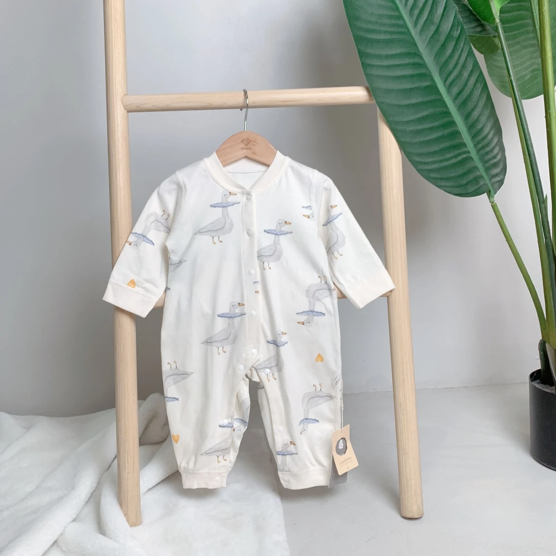 41712-4爱心鹅秋款可爱长袖四季闭裆连身衣舒适柔软春秋连体衣