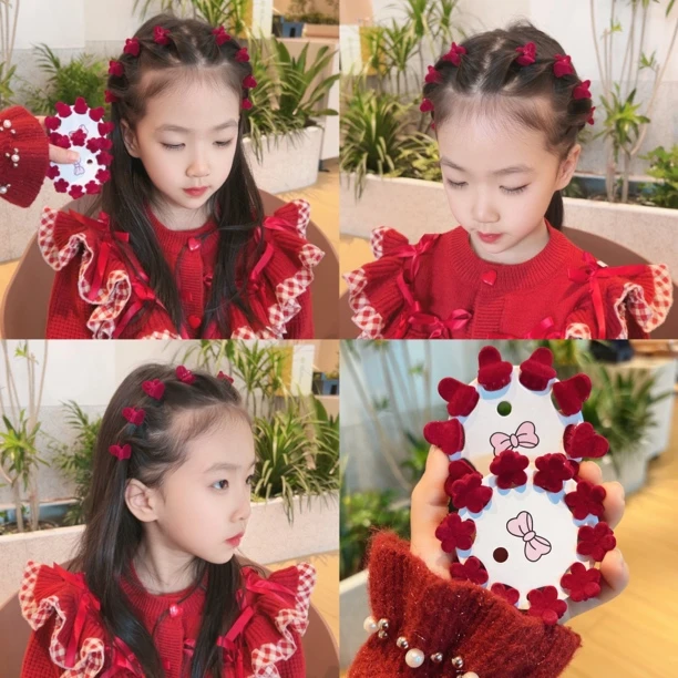 新年植绒抓夹公主头额前刘海夹碎发夹韩系公主风迷你可爱编发抓夹