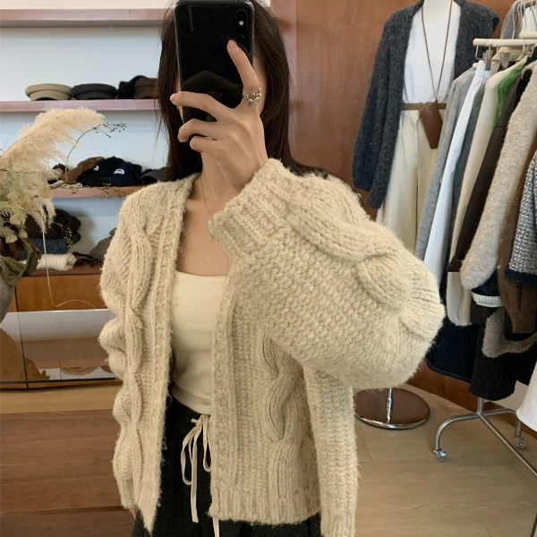 mefa 线上款 泡菜国麻花毛衣秋冬慵懒风软糯上衣（3973)