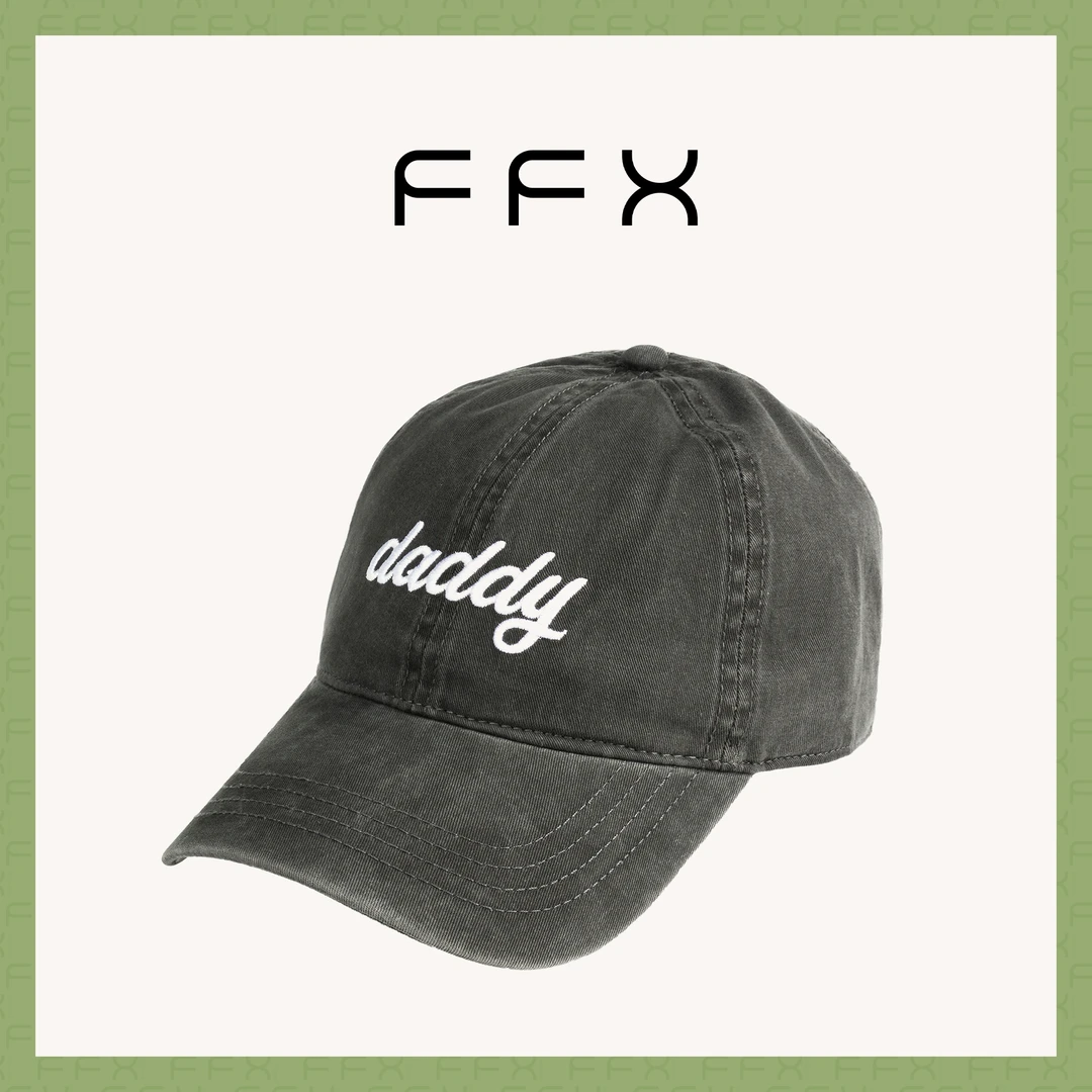 FFX弗弗西daddy字母水洗棒球帽帽子休闲黑色印花通用黑白百搭时尚