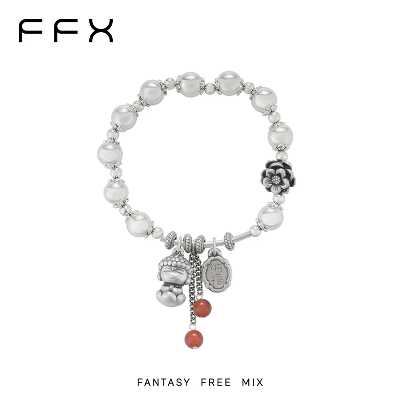 足银手链 弗弗西FFX【荷你相遇】古法通体莲花手链