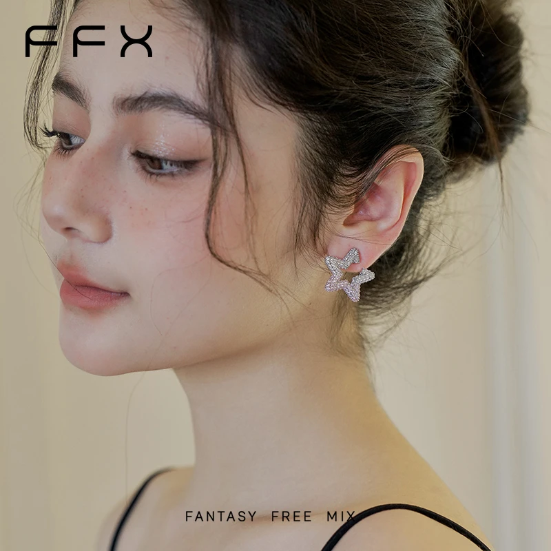 合金合成锆石耳饰 弗弗西FFX【星星】耳钉女高级感满钻气质