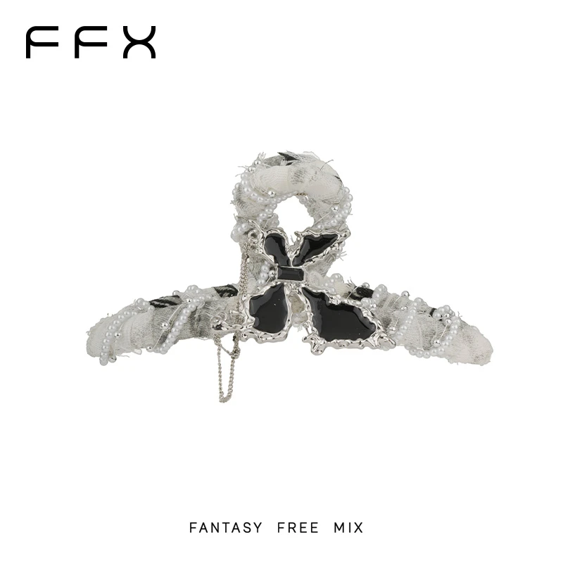 弗弗西FFX【荆棘重生】高级水墨扎染破旧风珐琅蝴蝶设计师款抓夹