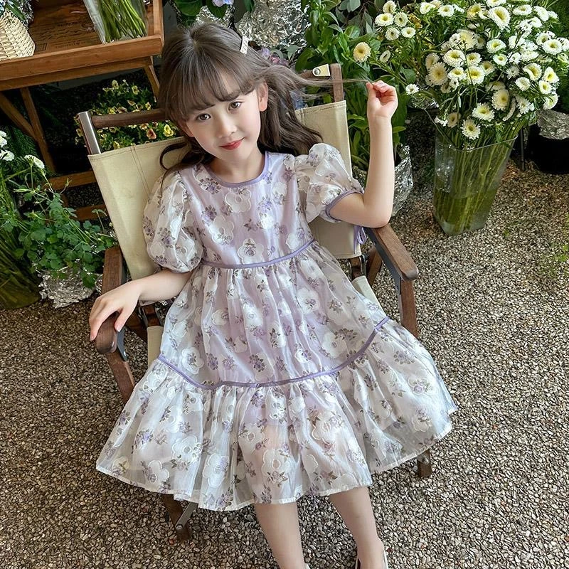 女童夏装连衣裙2023新款韩版碎花洋气儿童夏季裙子女孩夏款公主裙