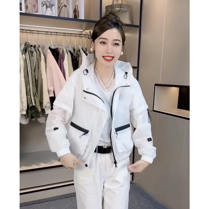 2024夏季新款户外防紫外线爬山旅行防晒上衣女外套宽松休闲防晒服