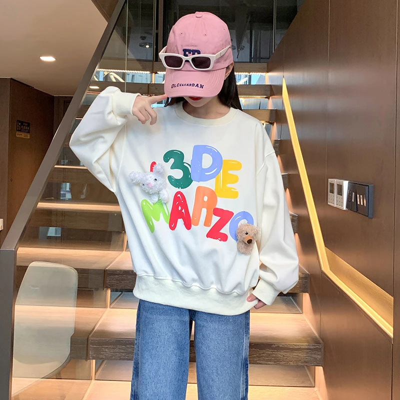 女童卫衣春秋款2023新款儿童网红洋气秋装衣服女大童秋季炸街上衣