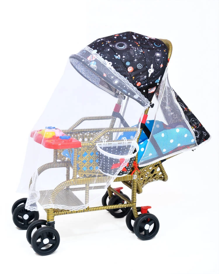 时尚四轮儿童推车可折叠防藤椅坐式简易推车