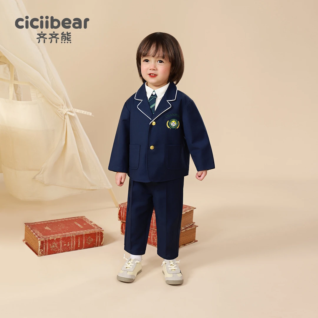 CICIIBEAR/齐齐熊西装套装春秋儿童学院风西服两件套薄Q100414
