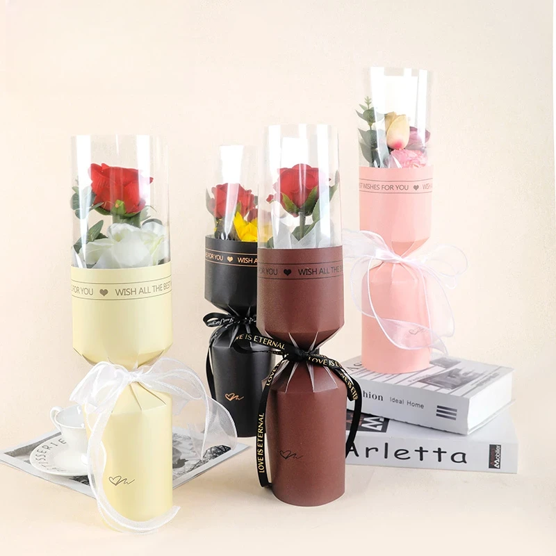 【花儿乐】一体成型单支小花束定型片opp鲜花包装纸玫瑰包花神器