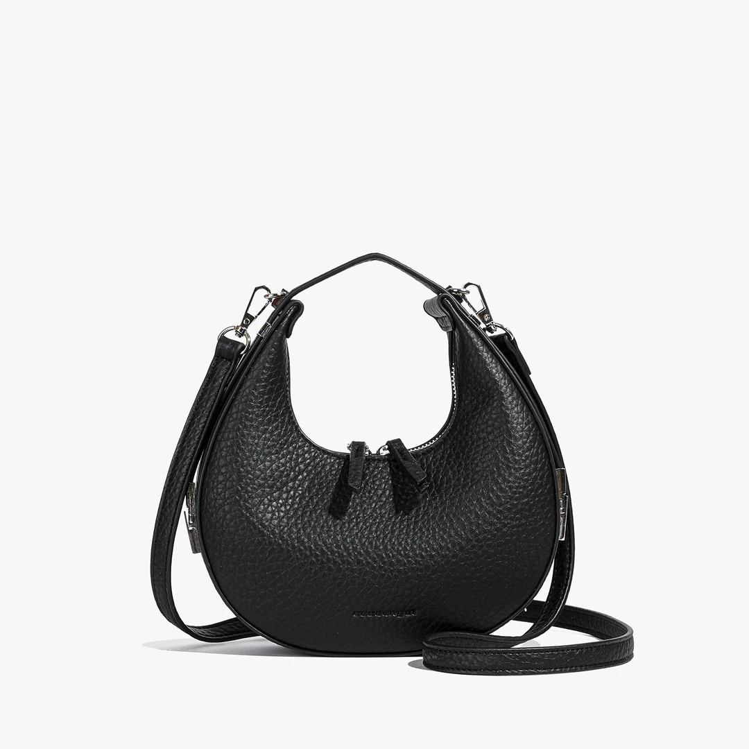 2024新款小月牙精致轻奢高级质感潮流手提单肩斜挎女包包8309-黑