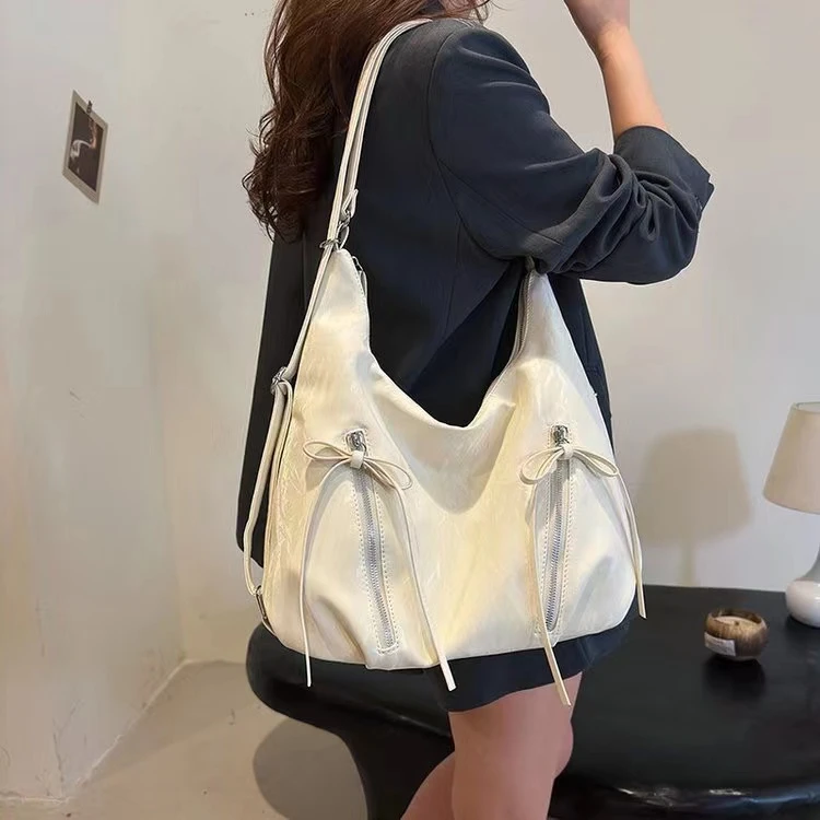 新款简约时尚休闲百搭双肩网红ins单肩双肩斜挎女包包7051-白色