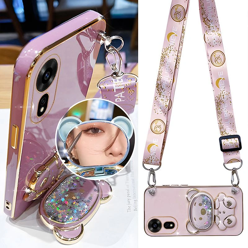 华为Hinova12SE手机壳带支架补妆镜子SUP-BD00可斜跨式挂绳软壳女