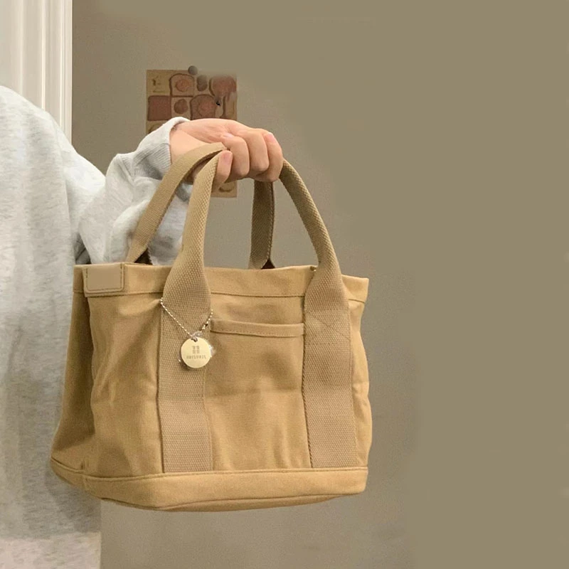 千层帆布包便当包手提袋手拎包新款帆布女包日系乐天高档网红同款