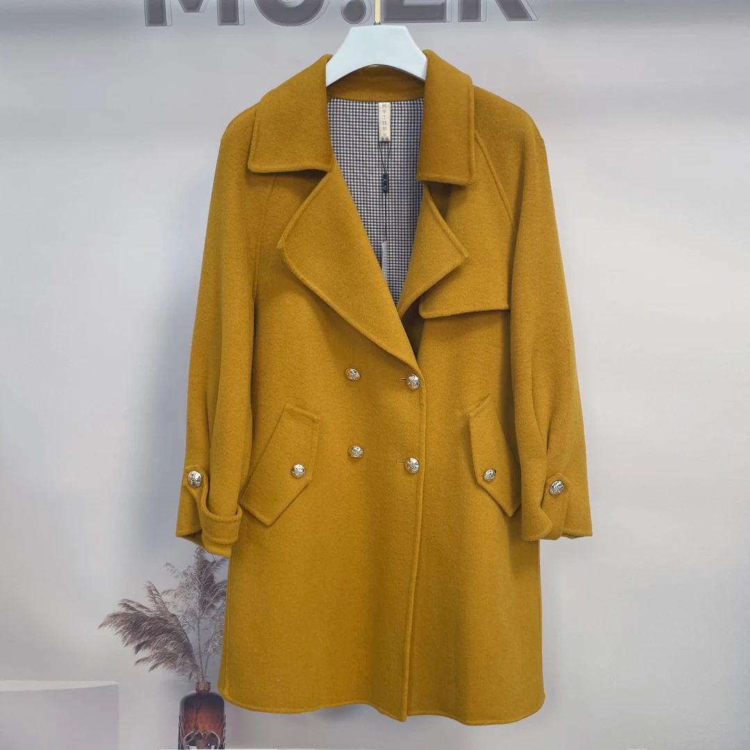 3320秋冬100%美澳毛双面大衣时尚气质年轻百搭中长款毛呢外套