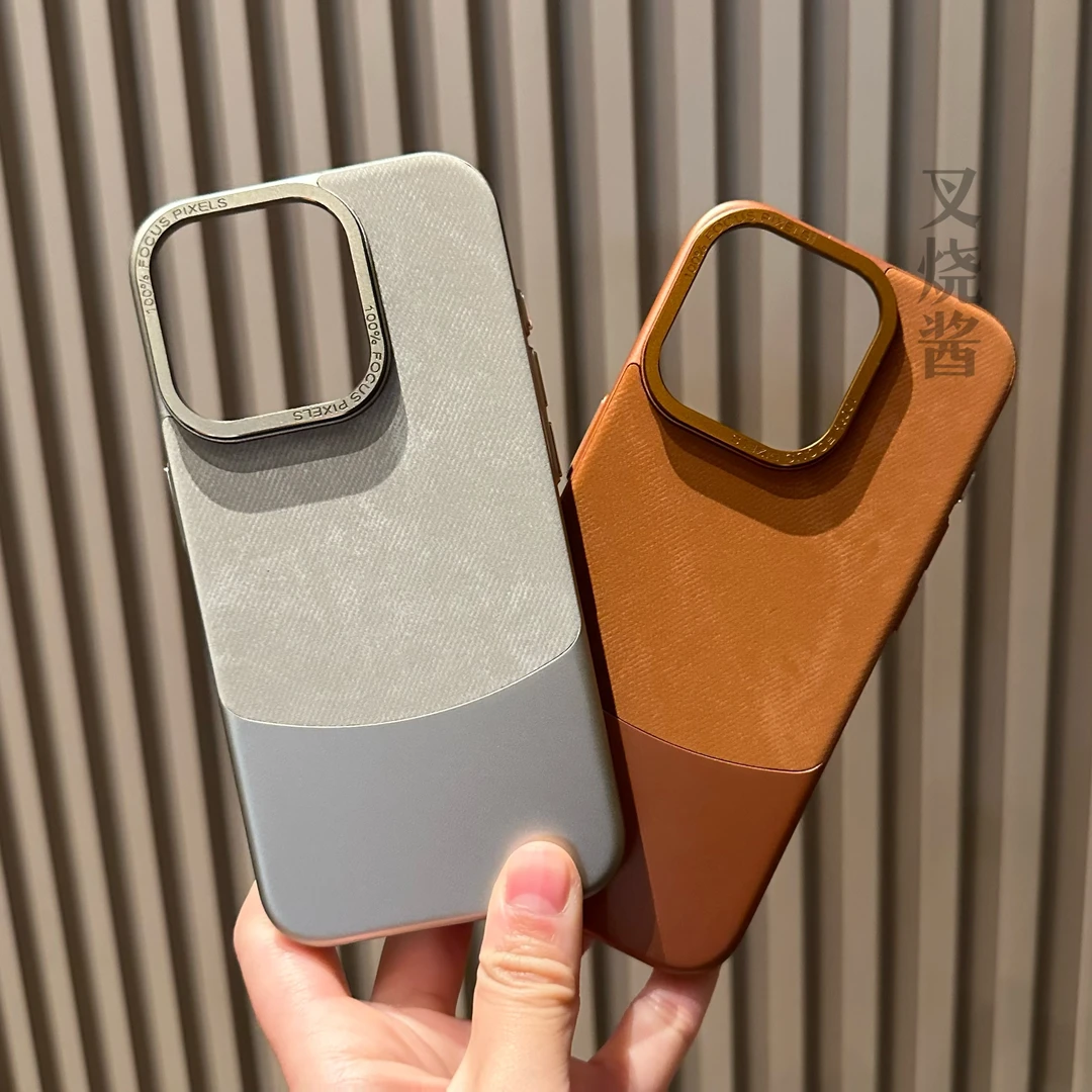 拼色法兰绒适用苹果16ProMax手机壳防摔iPhone15高级14轻薄13硬12