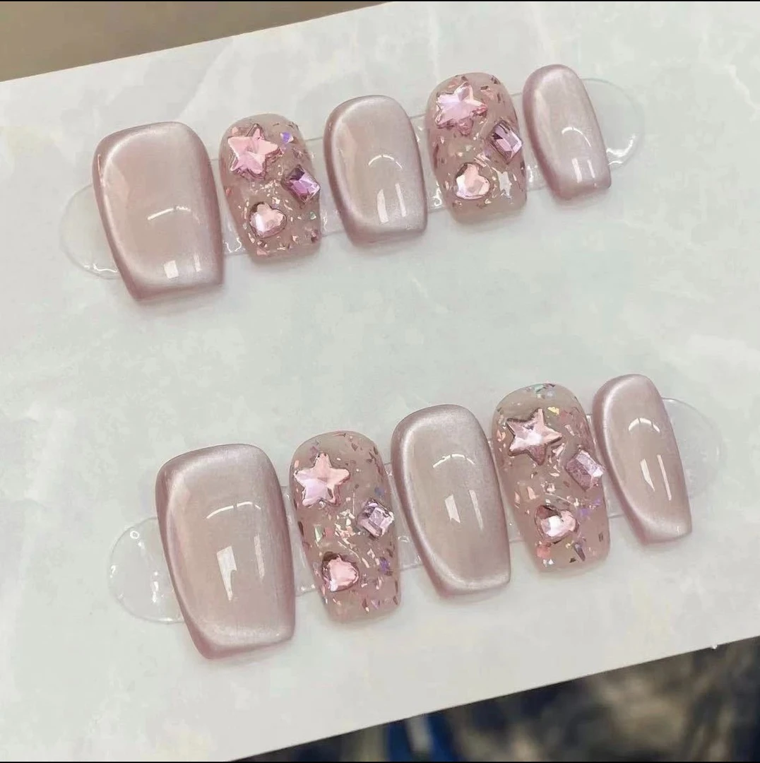 【西柚猫眼】新款纯手工穿戴甲高级轻奢穿戴式美甲贴显白百搭学生款