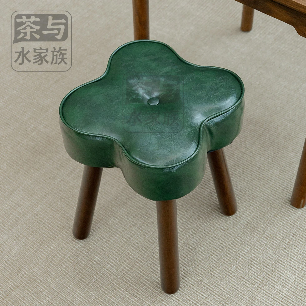 【翡翠幸运高凳】实木软包换鞋凳家用门口板凳矮凳客厅茶几软包凳