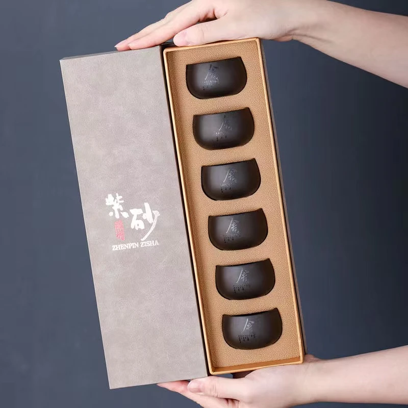紫砂品茗杯6个（舍得）礼盒装  E201