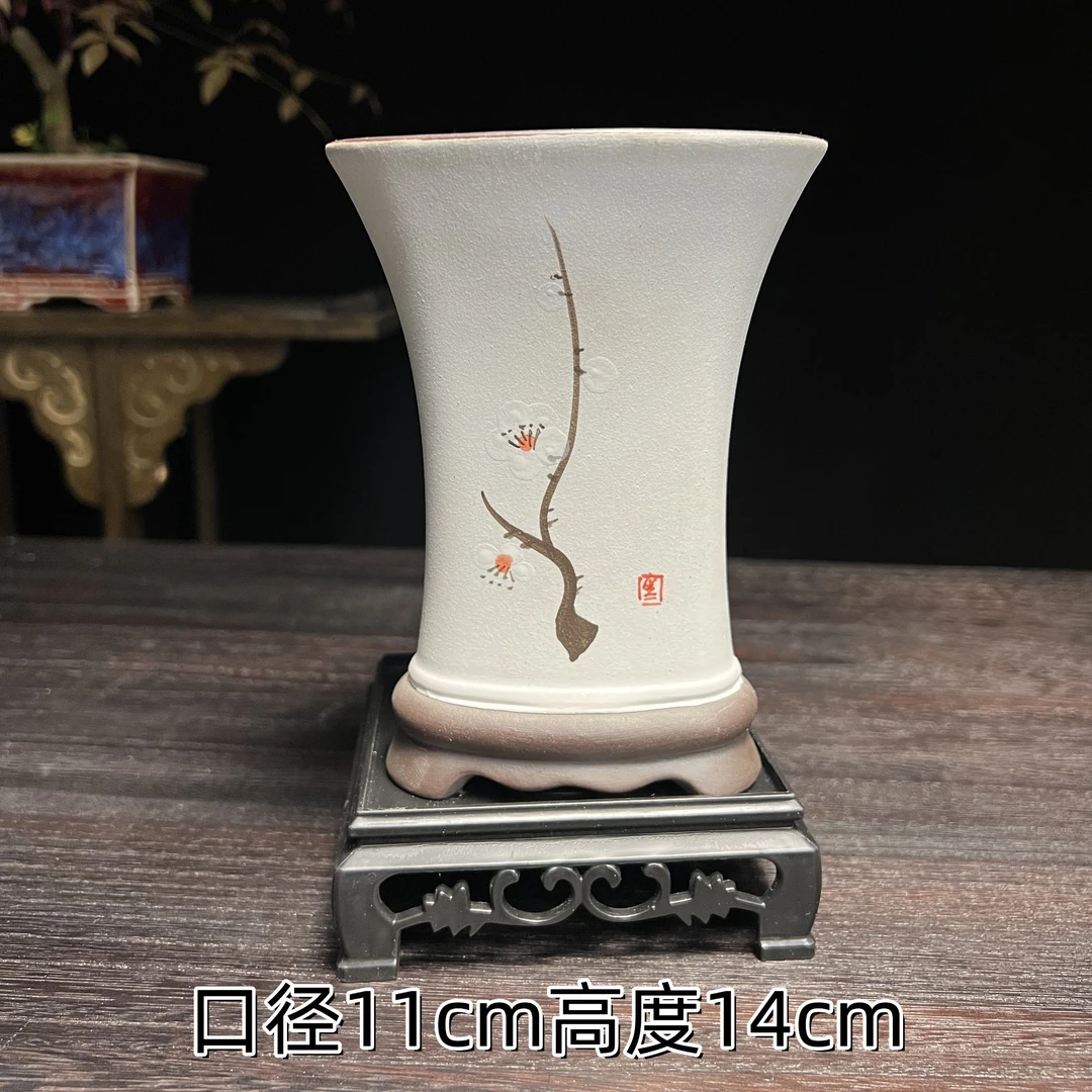 三角形 兰花专用花盆悬崖飘枝中式复古室内桌面造景盆景陶瓷盆