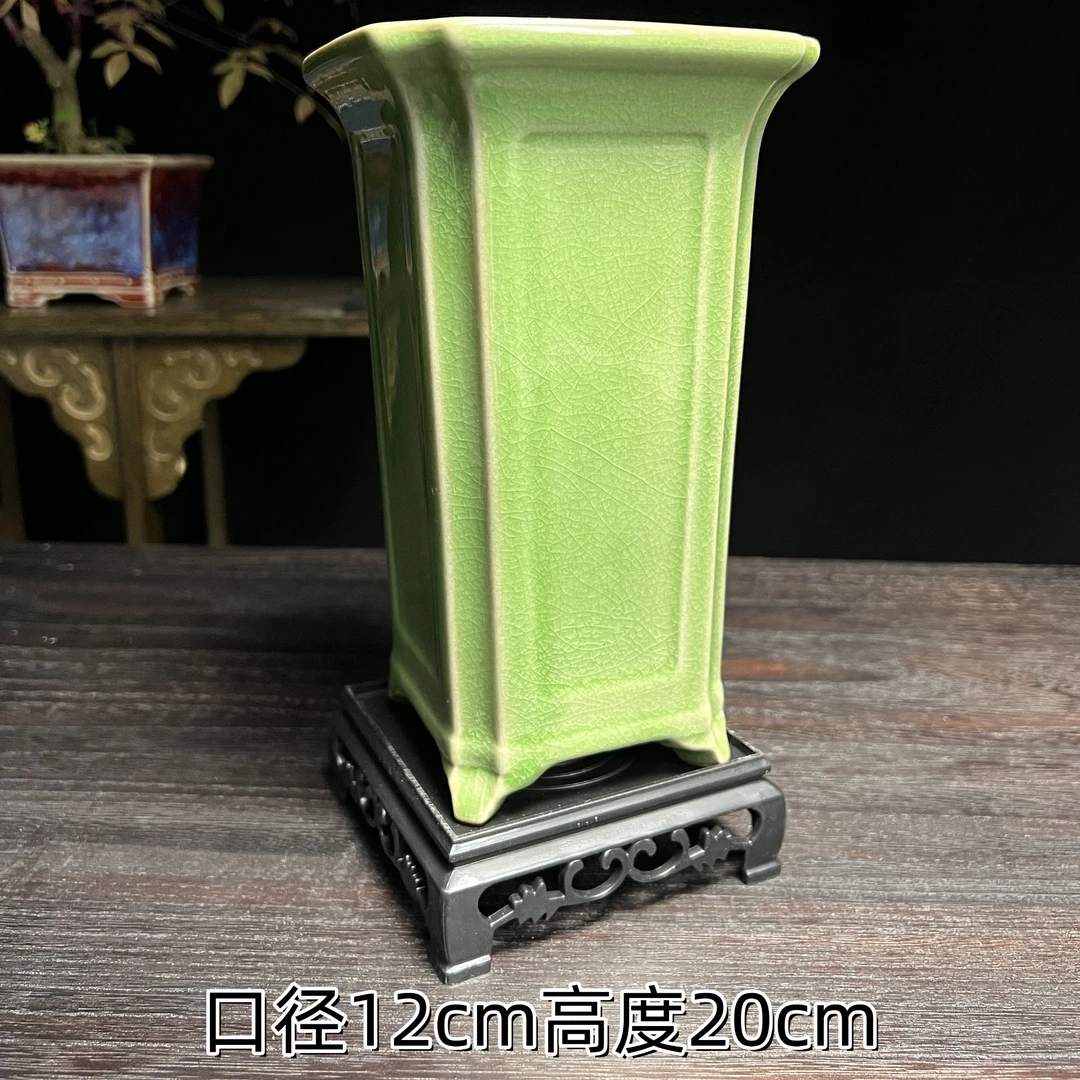 四方形兰花专用花盆悬崖飘枝中式复古室内桌面造景盆景陶瓷盆