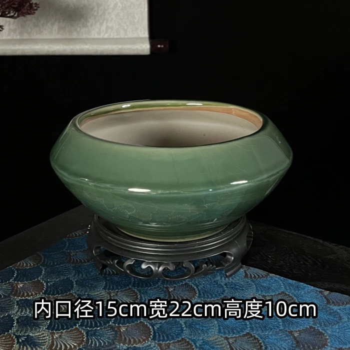 绿植盆景大号胖肚圆形飞碟花盆蕨类铁树蝴蝶兰造景陶瓷花盆