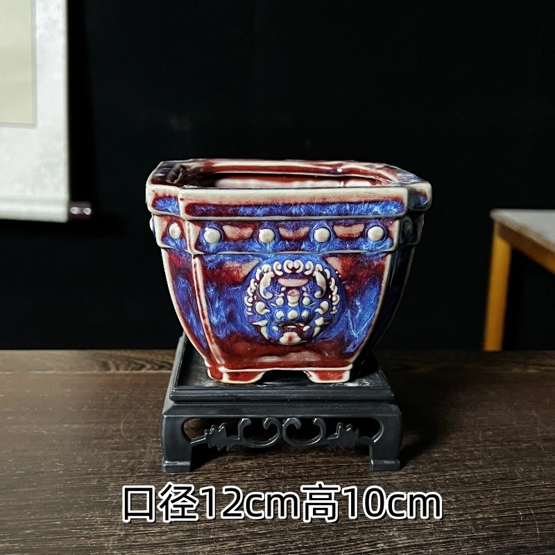 四方形造景花盆陶瓷中式绿植黄杨竹子金弹子三角梅专用盆景盆