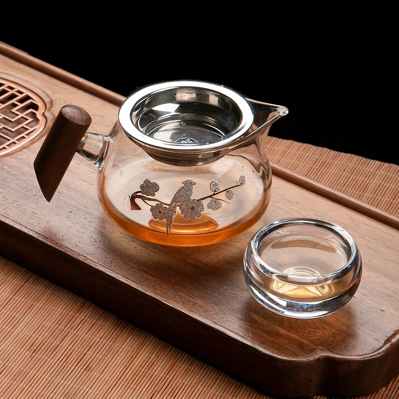 特厚木把玻璃公道杯茶漏一体茶器功道分茶杯茶海茶壶加厚耐热侧把
