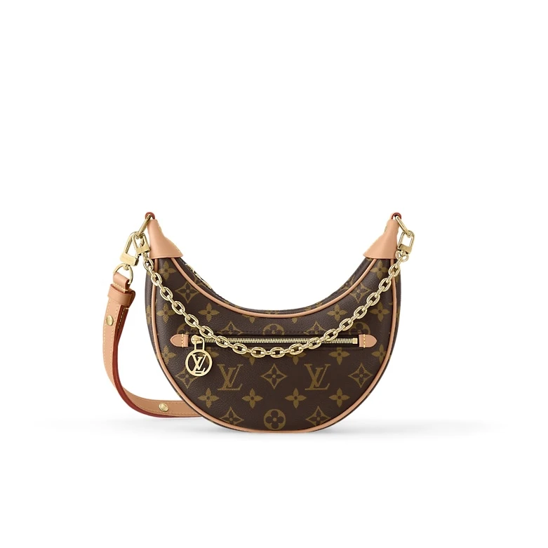 全新未使用 LouisVuitton/路易威登 经典老花月牙 豌豆腋下链条包