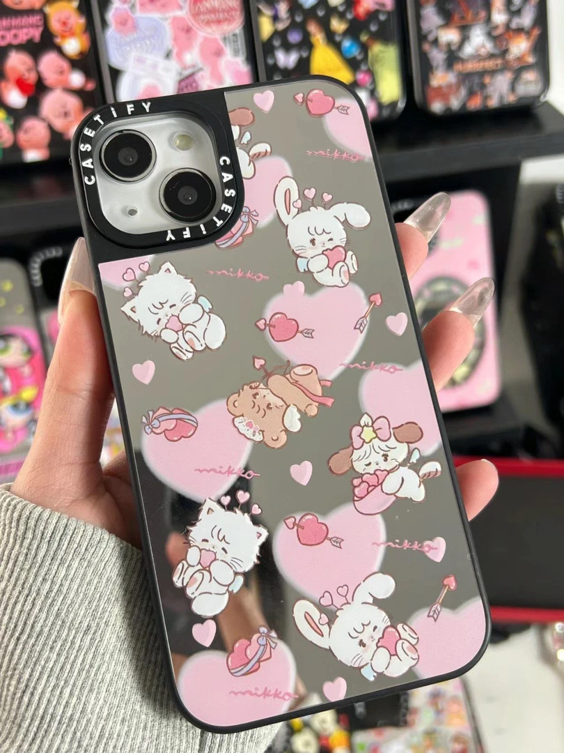 case萌趣猫咪镜面15ProMax手机壳iPhone14高级感13卡通12pro颜值