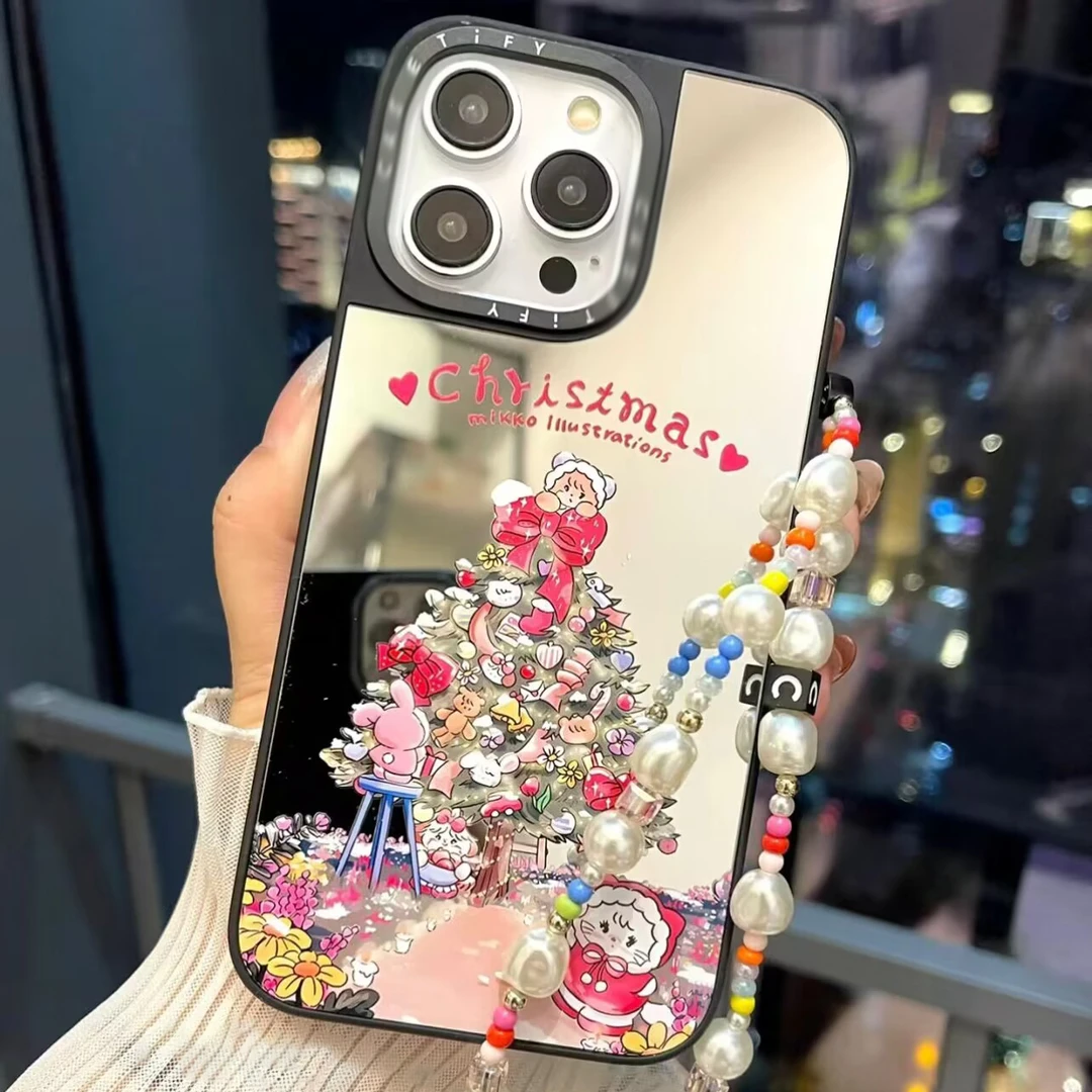 case圣诞树猫咪14Proins手机壳镜面iPhone13黑边框苹果12Promax