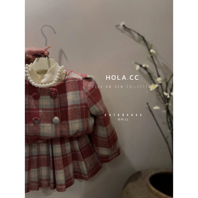 HOLA.CC·冬~格子呢两件套8603（汉服套装）红色