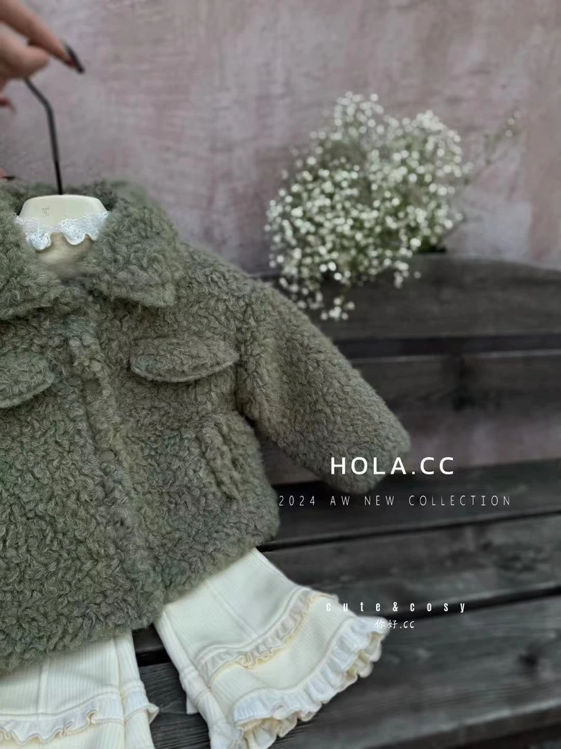 HOLA.CC·冬~翻领毛毛外套8649（汉服外套） 绿色