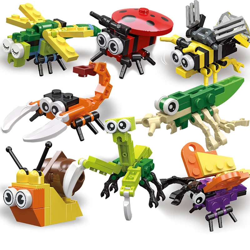 小盒装积木世界杰星昆虫积木拼装儿童小玩具幼儿园小礼品采购赠品