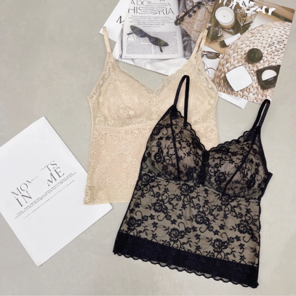 Mireille Dagher/米莱黛格法式性感蕾丝带胸垫一体美背80094