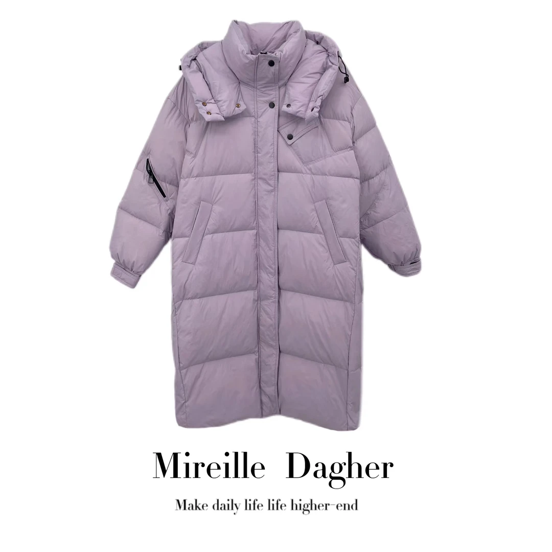 米莱Jiaer/新款时尚连帽长款过膝宽松版加厚羽绒服外套25201