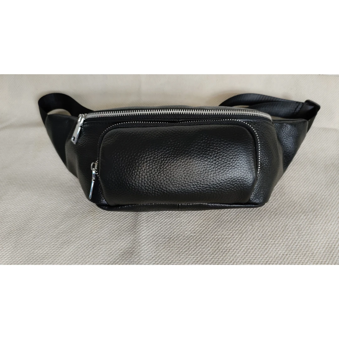 新款真皮男女通用腰包头层牛皮胸包斜挎包多功能手机包随机发